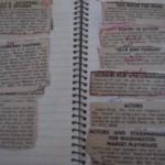 Acting auditions pasted in a spiral notebook